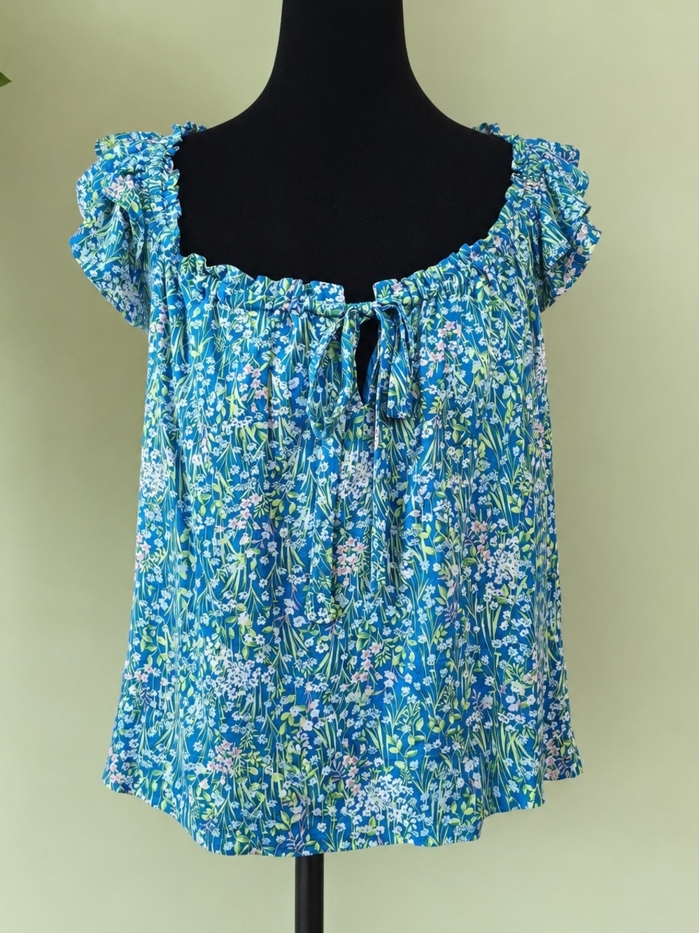 Gibsonlook Floral Rayon Blend Flutter Sleeve Cottagecore Top S Petite